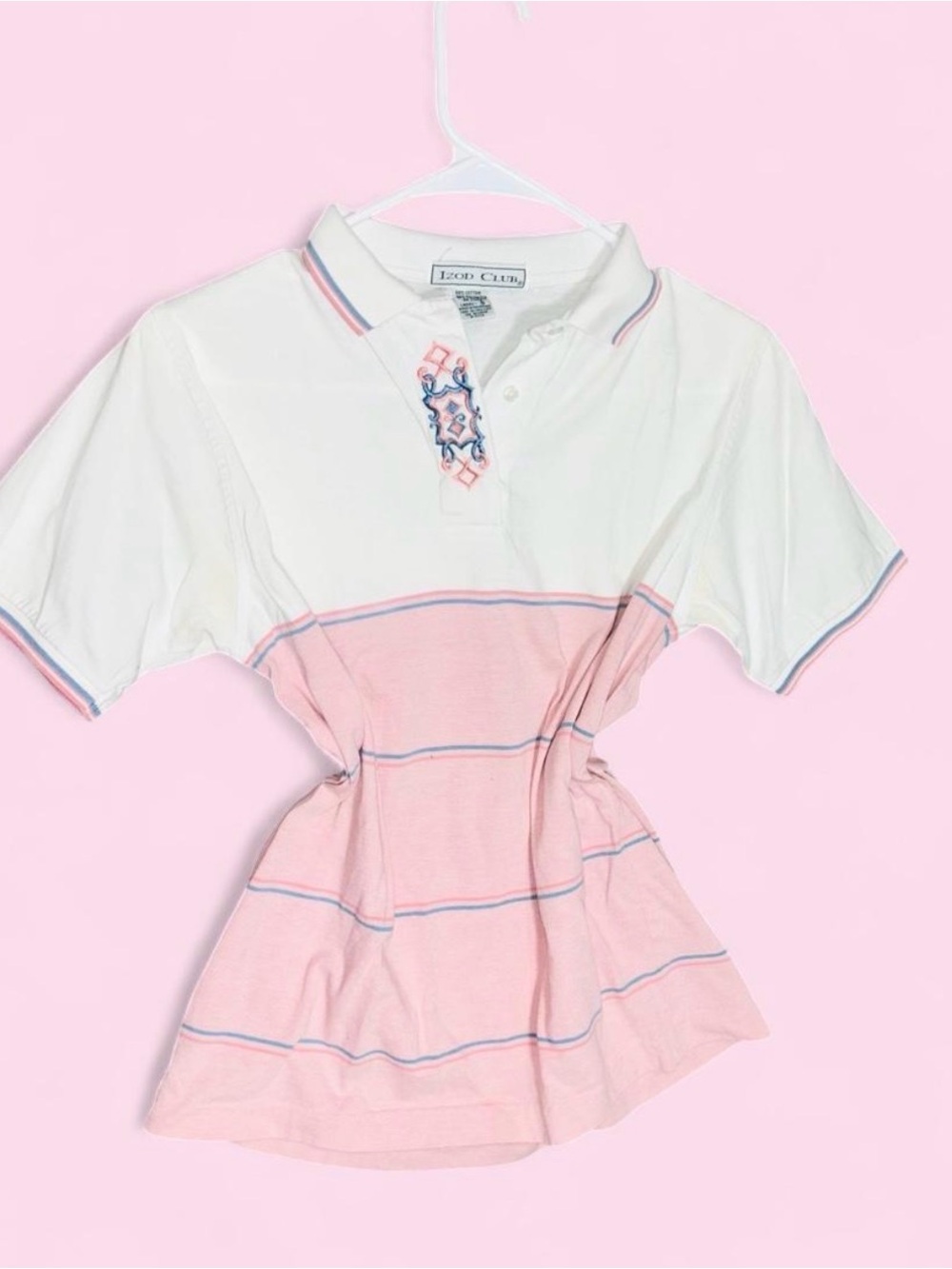 Izod White & Pink Short Sleeve Polo Top